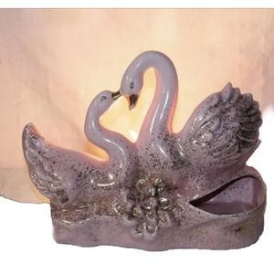 Antique/ Vintage 1950 Royal Fleet Pottery Swan Planter Tv Lamp Pink Color